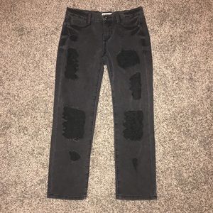 faded looking black boyfriend jeans
